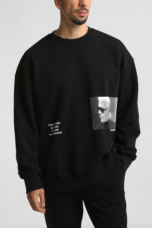 Свитшот хлопковый с принтом Karl Lagerfeld