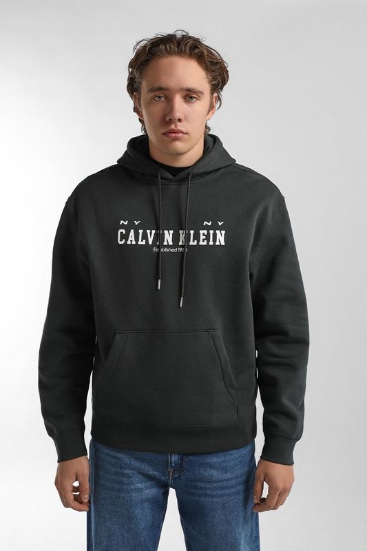 Худи хлопковое с карманом Calvin Klein Jeans