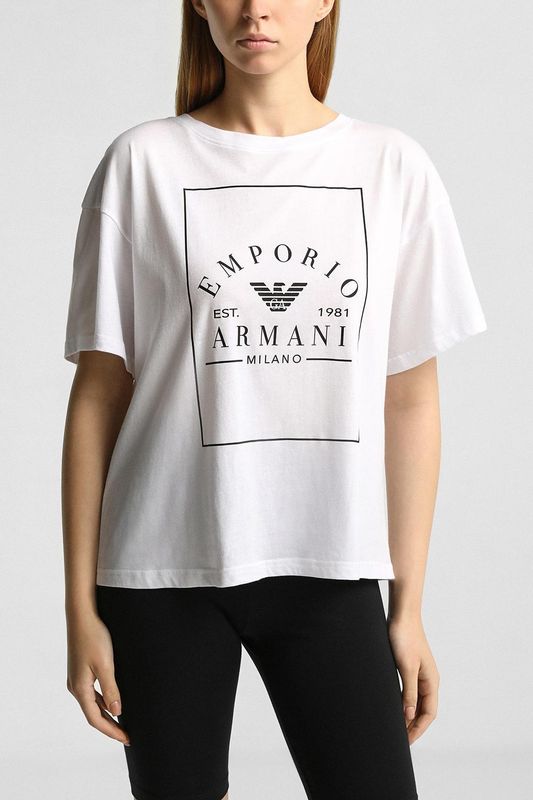 Футболка хлопковая с логотипом EMPORIO ARMANI