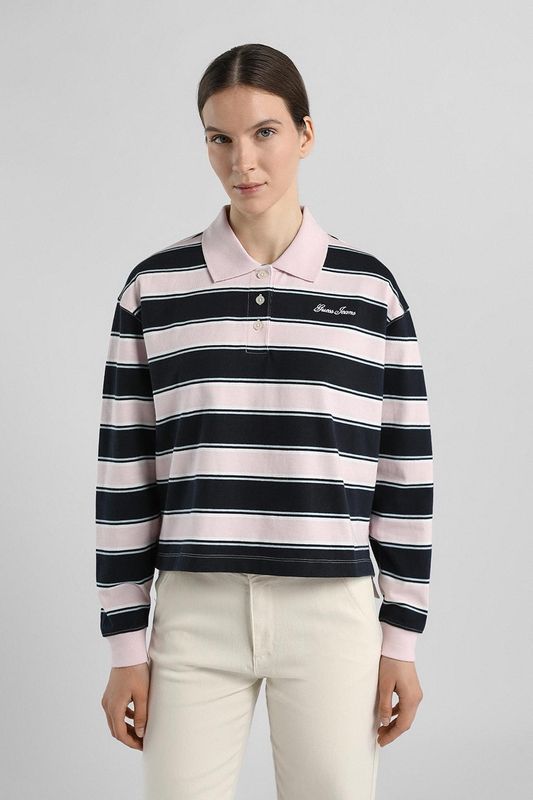 Поло хлопковое в полоску Guess Jeans