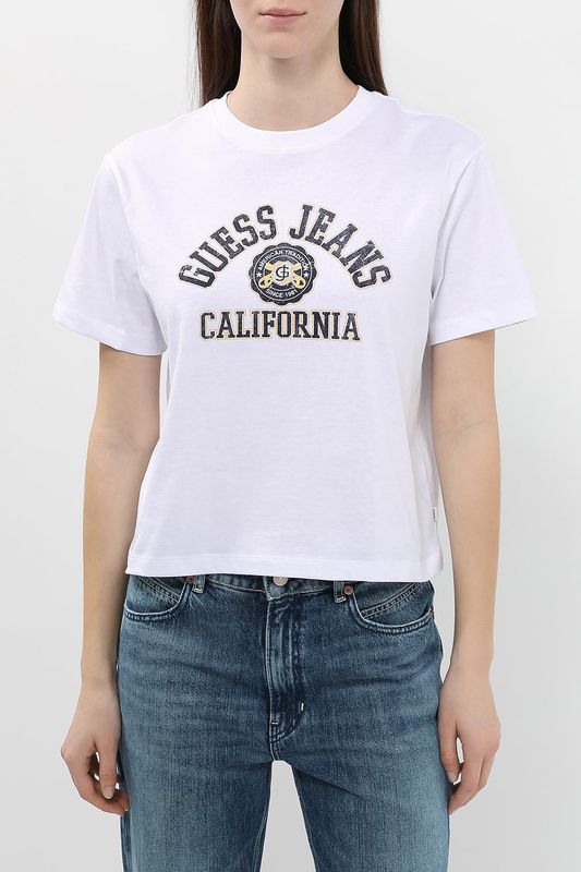 Футболка хлопковая с логотипом Guess Jeans