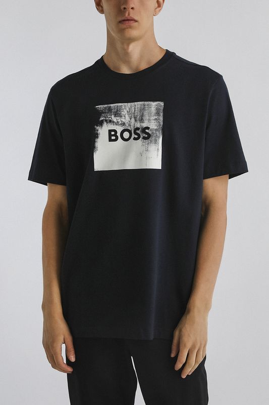 Футболка хлопковая с принтом BOSS