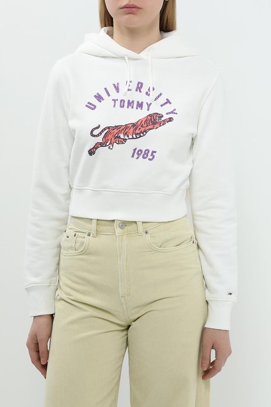 Худи хлопковое с принтом Tommy Jeans