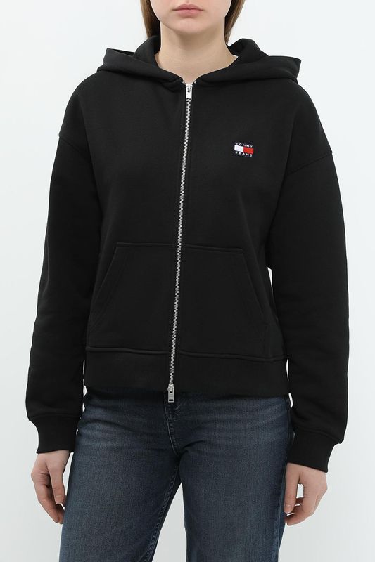 Толстовка хлопковая на молнии с капюшоном Tommy Jeans
