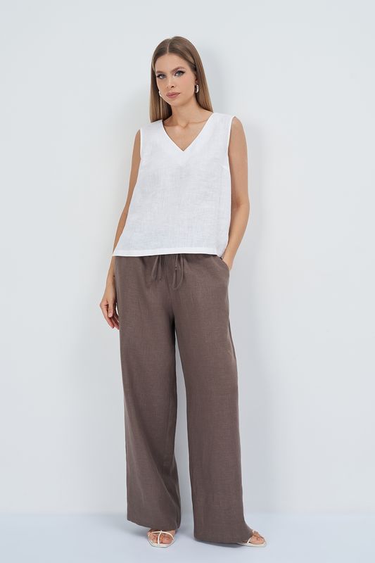 Блуза льняная без рукавов ElectraStyle