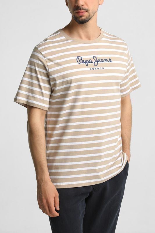 Футболка хлопковая в полоску с логотипом PEPE JEANS