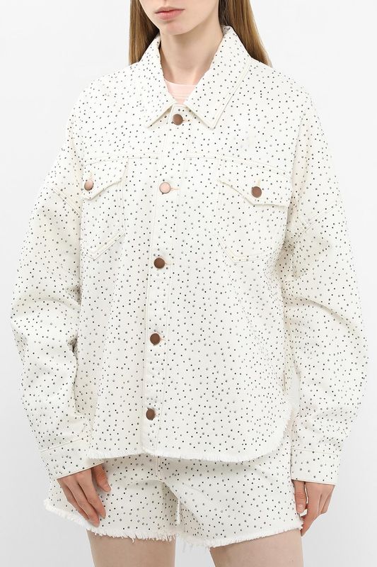 Куртка джинсовая с необработанным краем и стразами Guess