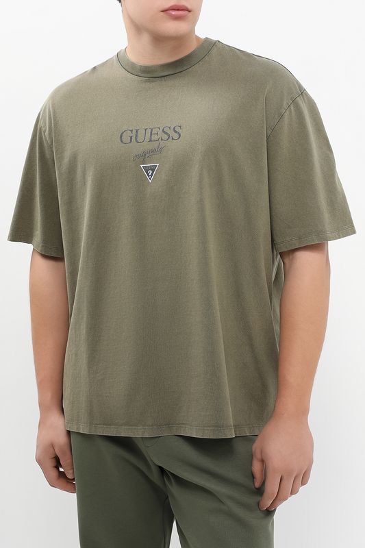 Футболка хлопковая с логотипом Guess Jeans