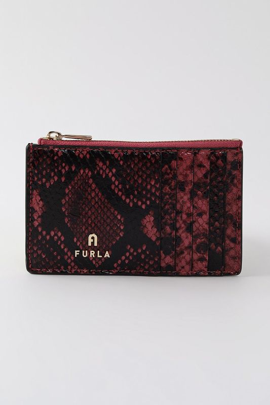 Картхолдер кожаный с принтом под змеиную кожу Camelia M Furla
