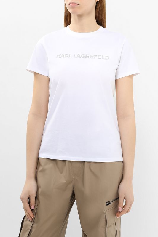 Футболка хлопковая с логотипом Karl Lagerfeld