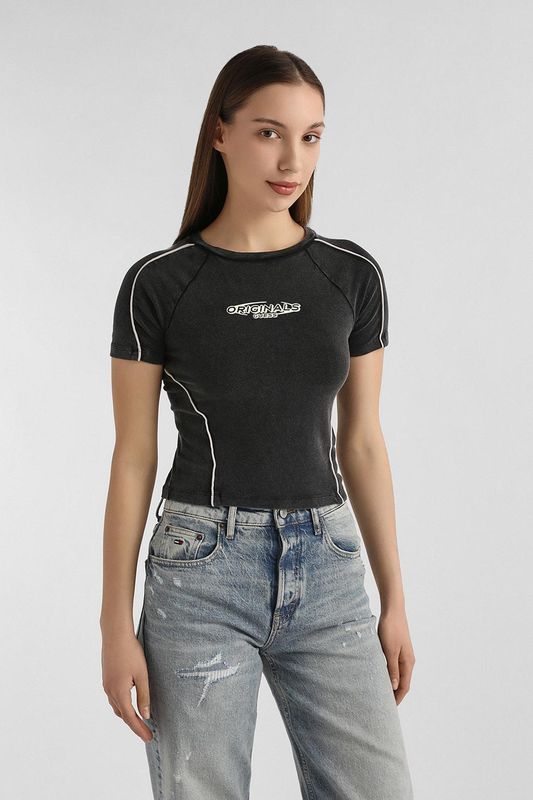 Футболка хлопковая облегающего кроя Guess Jeans