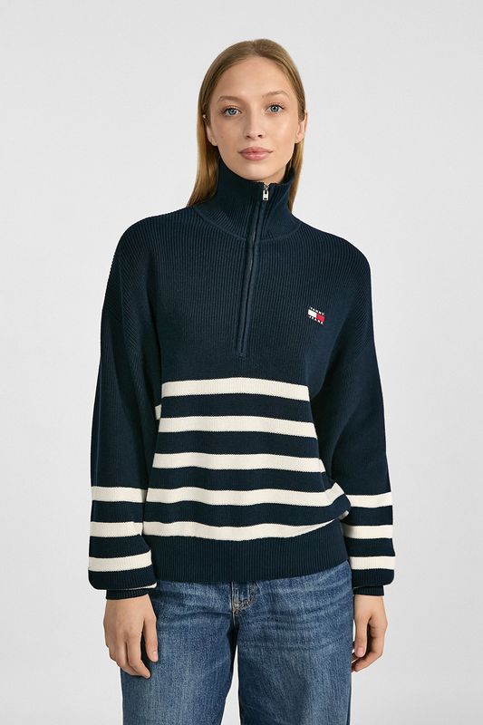 Пуловер хлопковый воротником на молнии Tommy Jeans
