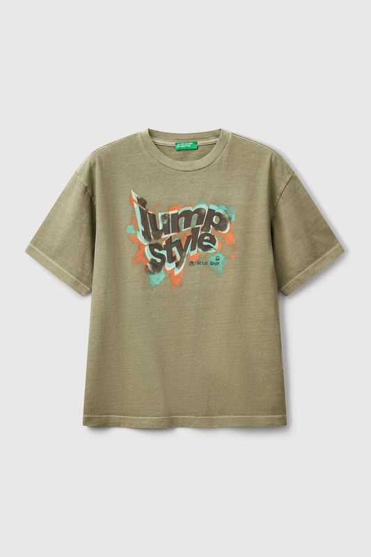 Футболка хлопковая с принтом Benetton