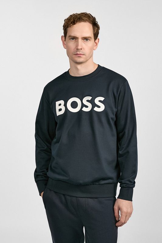 Хлопковый свитшот с логотипом бренда BOSS