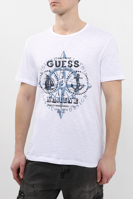 Футболка хлопковая с принтом Guess