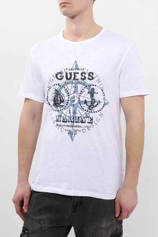 Футболка хлопковая с принтом Guess