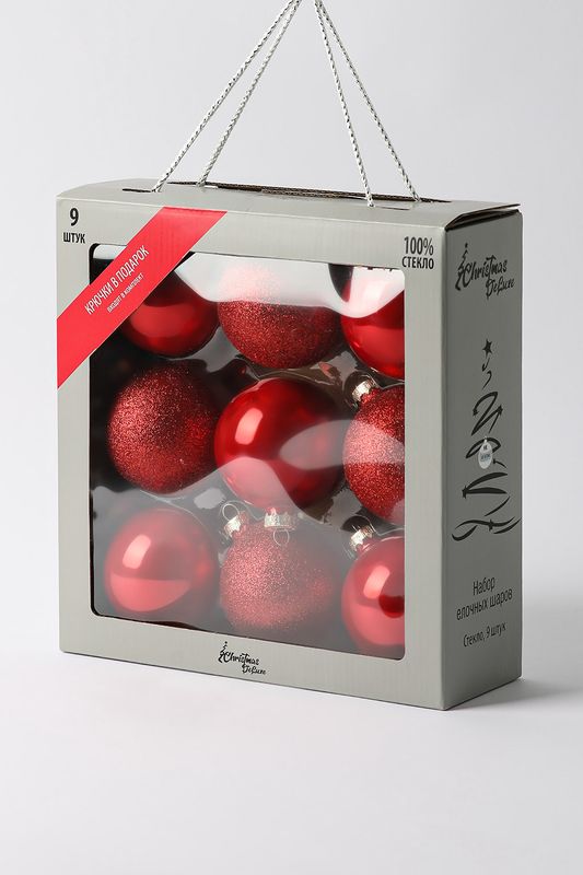 Набор из 9 елочных стеклянных шаров Christmas...