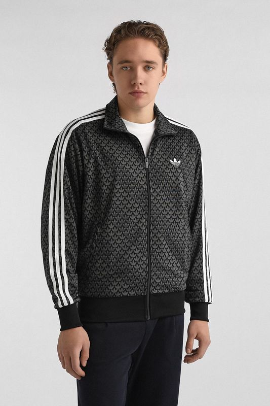 Толстовка на молнии с принтом и фирменными полосками Adidas