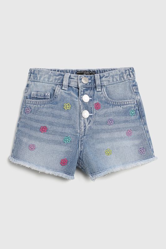 Шорты джинсовые с необработанным краем и вышивкой Republic of Denim