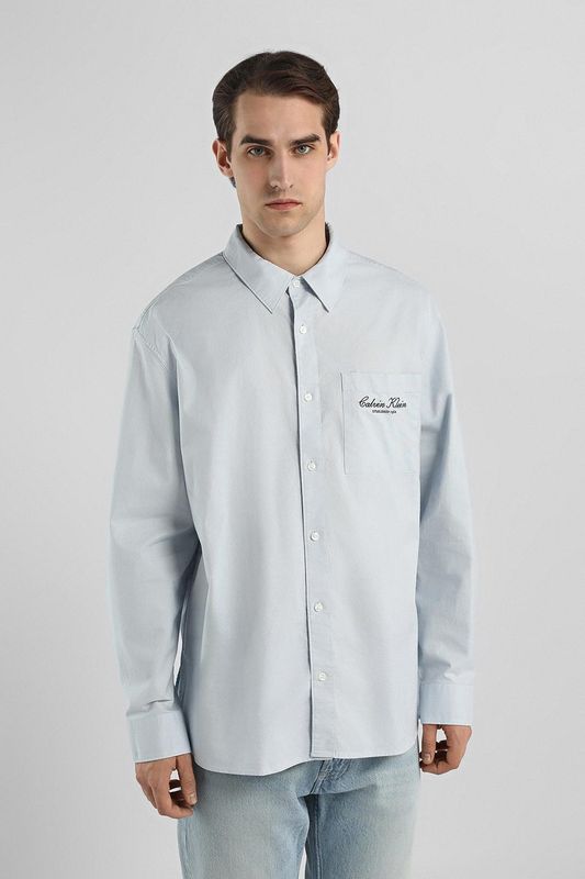 Рубашка хлопковая прямого кроя Calvin Klein Jeans