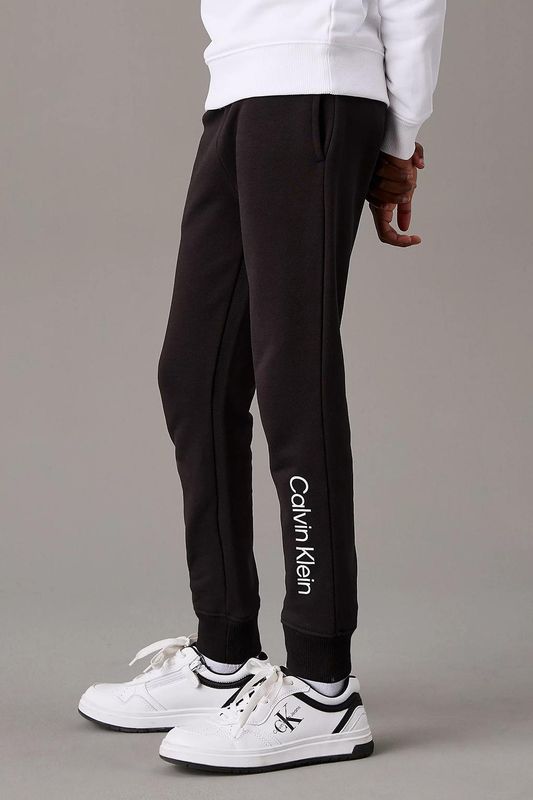 Брюки хлопковые на кулиске с логотипом Calvin Klein Jeans