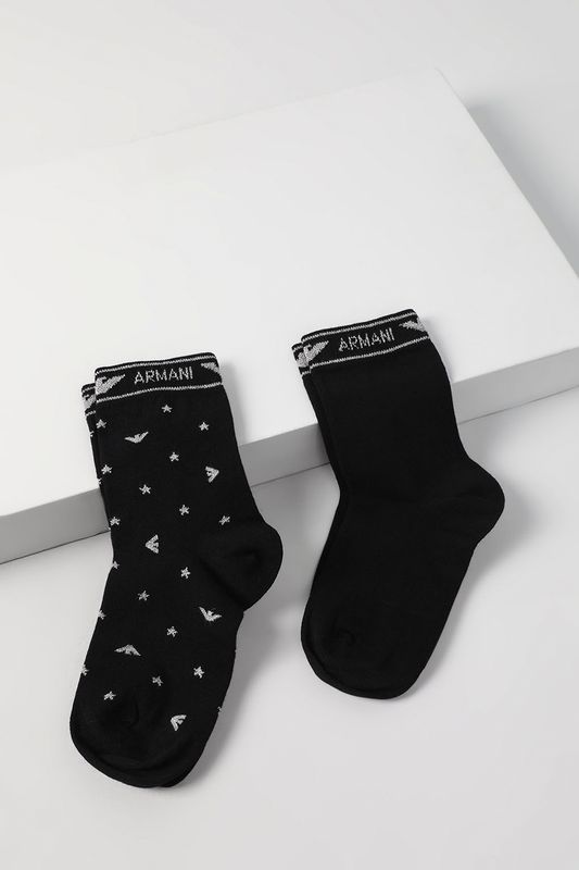 Набор из двух пар хлопковых носков с логотипом бренда EMPORIO ARMANI