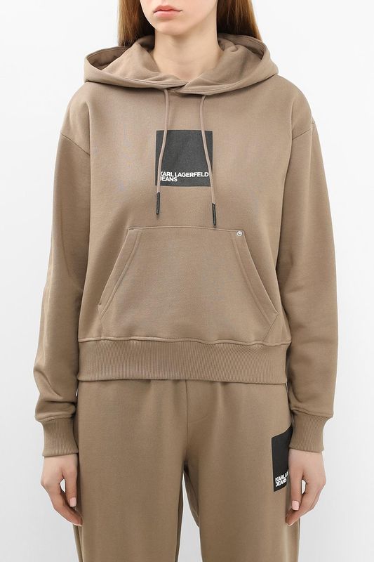 Худи хлопковое с карманом Karl Lagerfeld Jeans