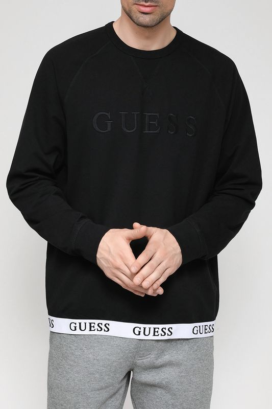 Хлопковый свитшот с логотипом бренда Guess