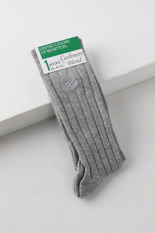 Носки классические с кашемиром и вышитым логотипом Benetton Undercolors