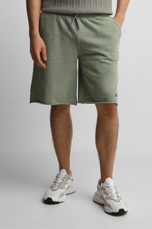Шорты хлопковые на кулиске с необработанным краем Guess