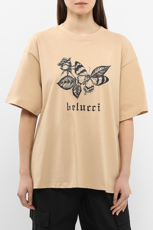 Футболка хлопковая с принтом BELUCCI