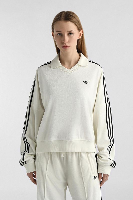 Пуловер хлопковый с фирменными полосками Adidas