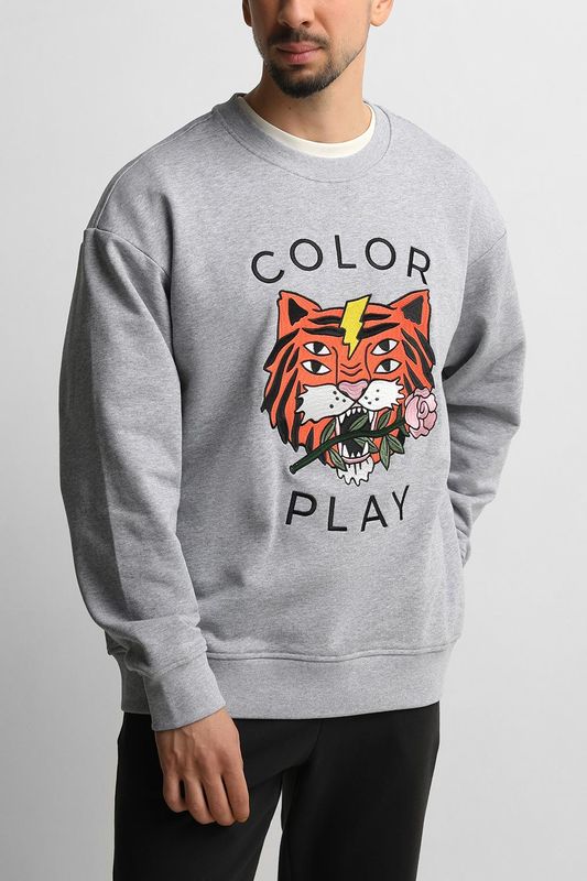 Свитшот хлопковый с принтом COLORPLAY
