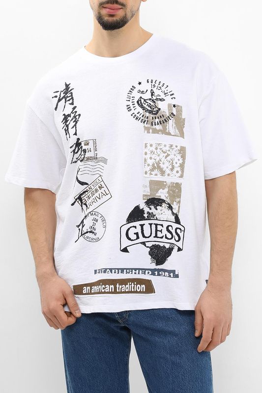 Футболка хлопковая с принтом Guess