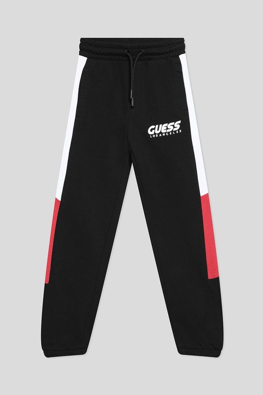 Брюки хлопковые на эластичном поясе с логотипом Guess