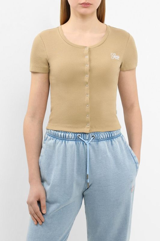 Футболка хлопковая на кнопках Guess Jeans