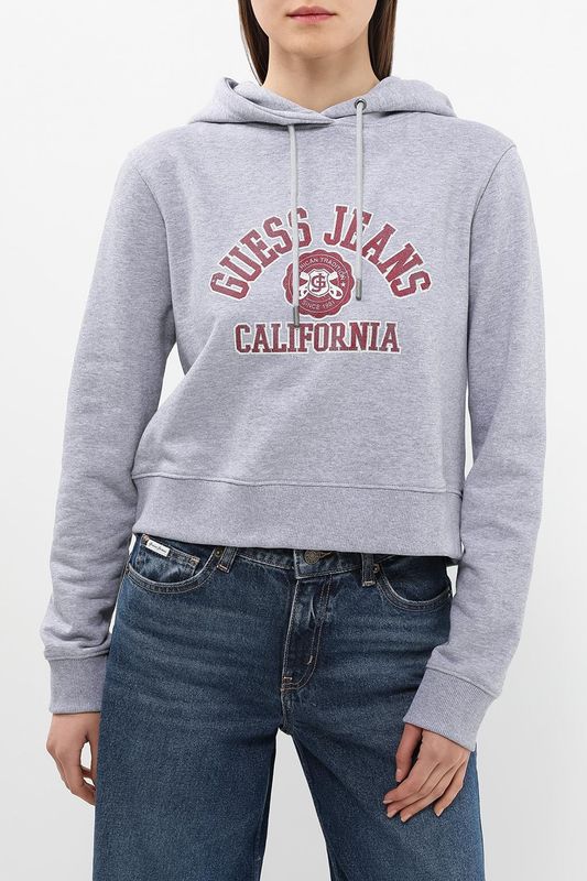 Худи хлопковое укороченного кроя Guess Jeans