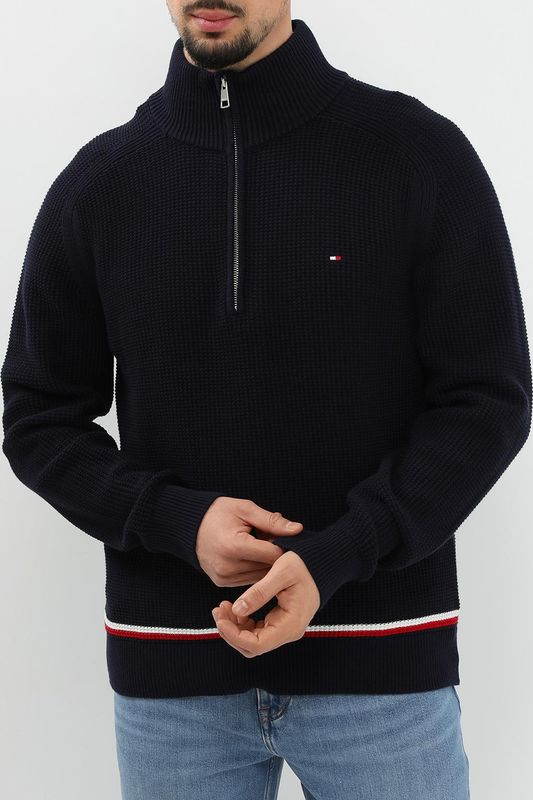 Пуловер хлопковый с воротником на молнии Tommy Hilfiger