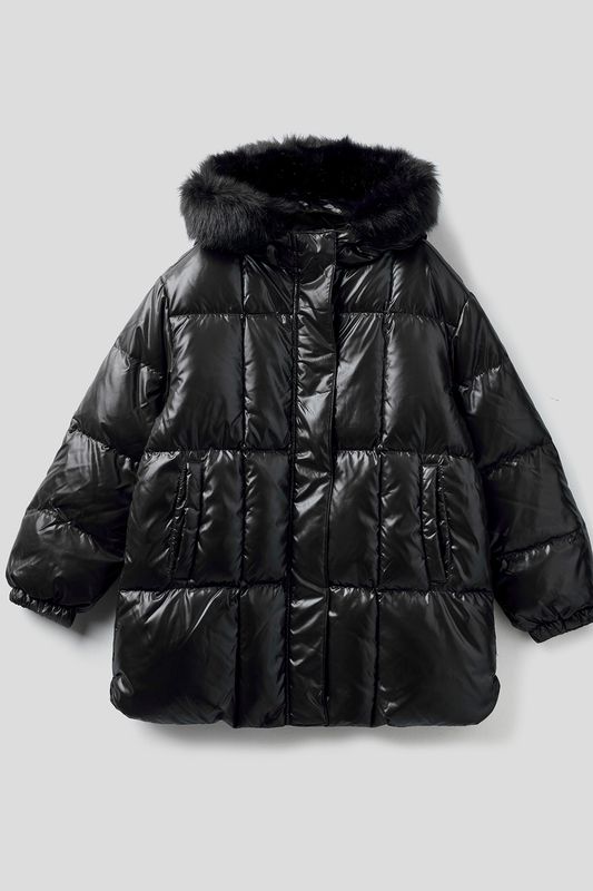 Утепленная куртка с меховой отделкой Benetton