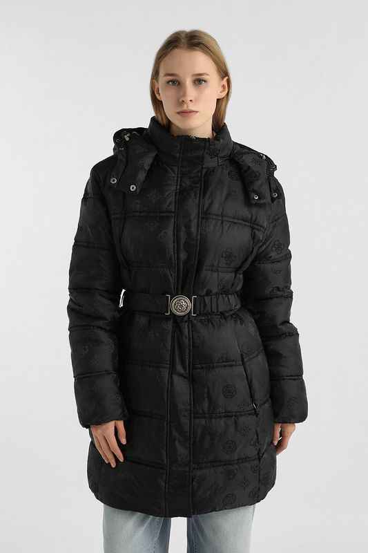 Куртка утепленная с капюшоном и поясом Guess