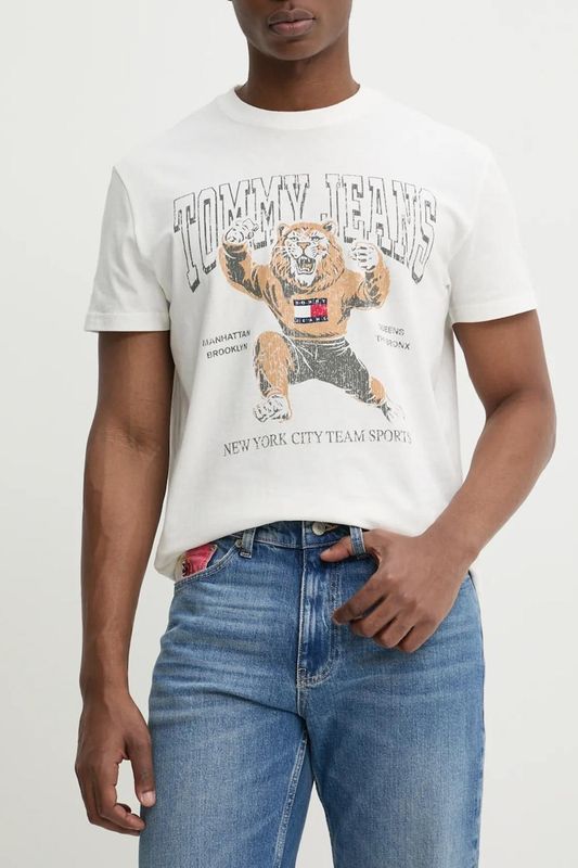 Футболка хлопковая с принтом Tommy Jeans