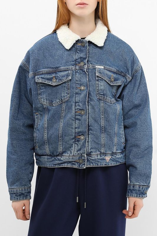 Куртка джинсовая утепленная с меховым воротником Guess Jeans