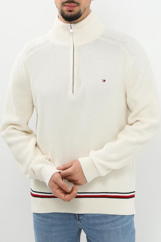 Пуловер хлопковый с воротником на молнии Tommy Hilfiger