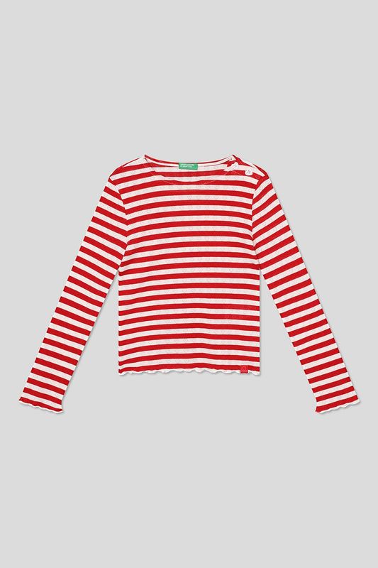 Лонгслив хлопковый в полоску Benetton