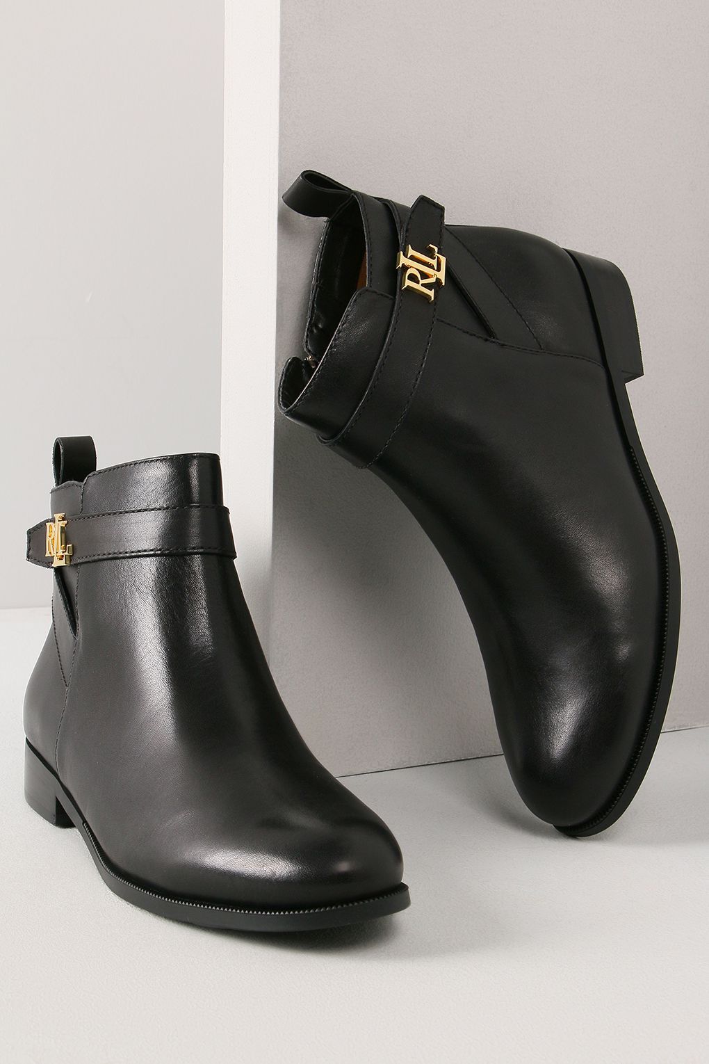 Lauren Ralph Lauren Кожаные полусапоги с эмблемой бренда Lauren Ralph Lauren Кожаные полусапоги с эмблемой бренда