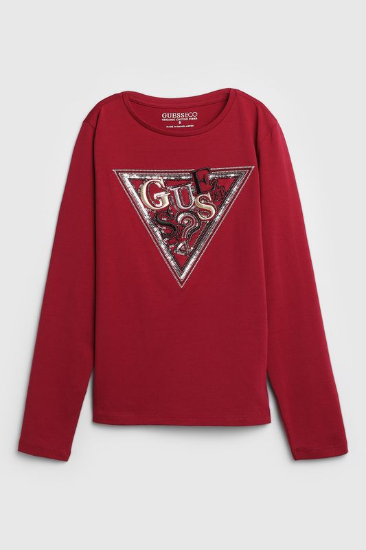 Лонгслив хлопковый с пайетками Guess