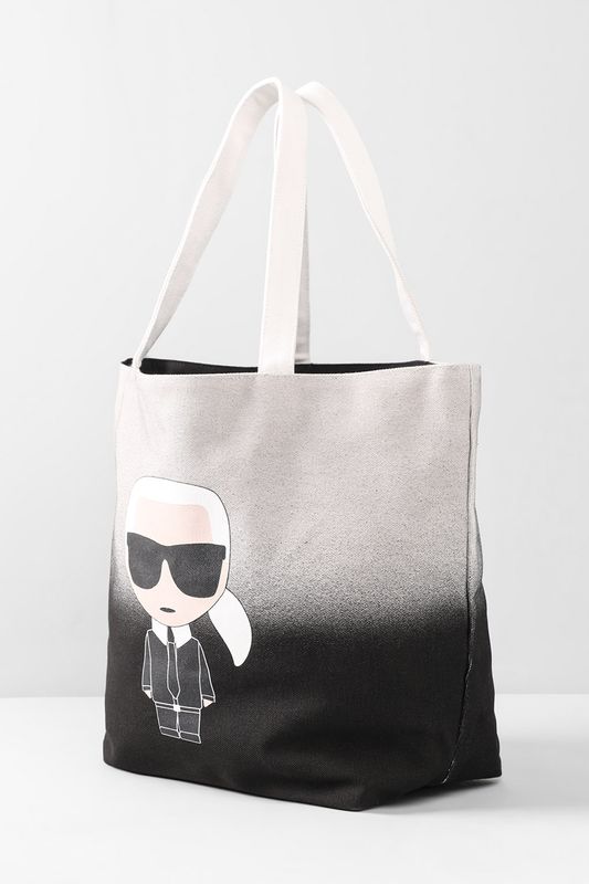 Хлопковая сумка шоппер с принтом K/Ikonik Karl Lagerfeld