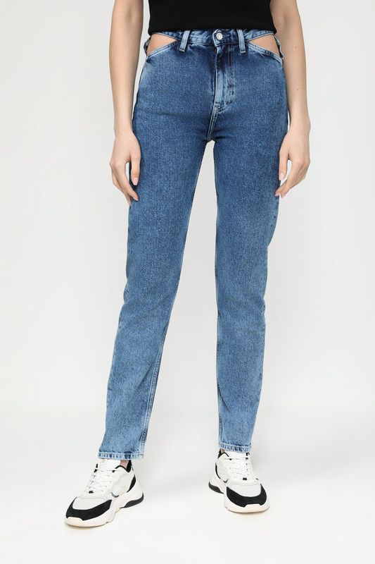 Джинсы с декоративным вырезом на бедрах Calvin Klein Jeans