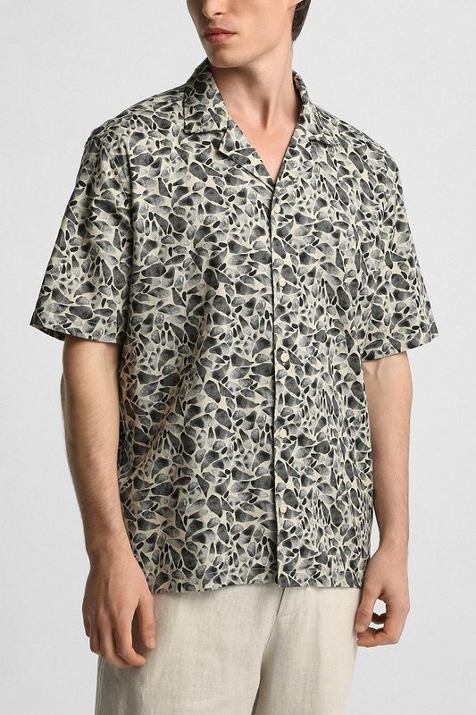 Рубашка из льна и хлопка с коротким рукавом Marc O'Polo