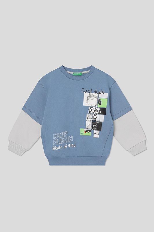 Свитшот хлопковый с принтом Benetton